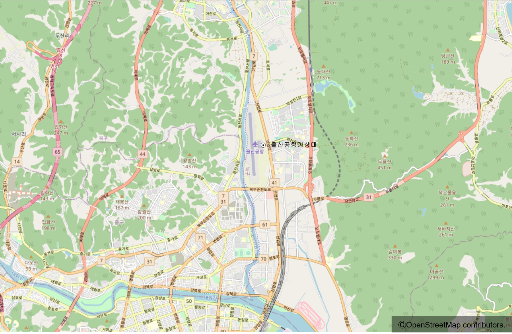 오시는길 - 7번 국도 신복로터리에서 울산대학교 방면으로 좌회전하여 북부순환도로 경주/중구청 방면으로 고가도로 경유하여 진장사거리에서 좌회전 후 안기번득길에서 우회전하여 산업로에서 좌회전 후 울산공항 방면으로 좌회전하여 공항진입